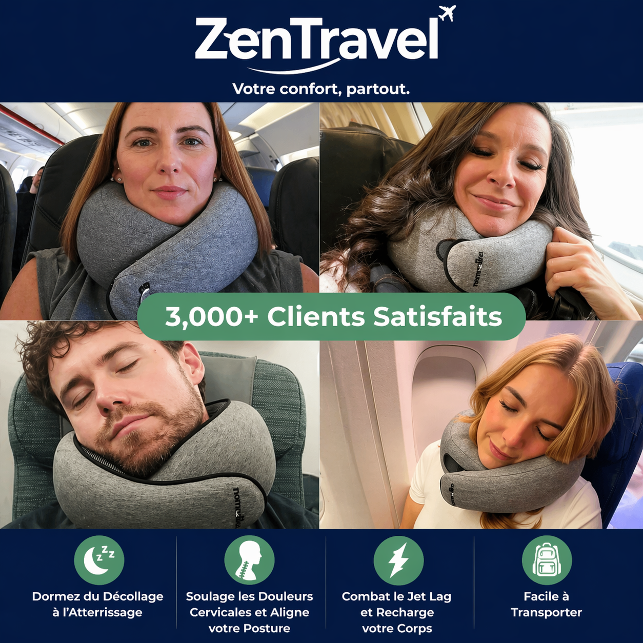 Coussin de voyage Ergonomique